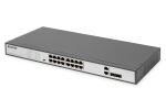 Digitus 16-Port Fast Ethernet PoE Switch, 19 Zoll, Unmanaged, 2 Uplinks
