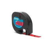 DYMO Original LetraTag Etikettenband | schwarz auf rot | 12 mm x 4 m | selbstklebendes Kunststoffetiketten | für LetraTag-Beschriftungsgerät