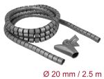 DELOCK Spiralschlauch mit Einziehwerkzeug 2,5m x 20mm grau