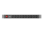 Lanberg PDU-10I-0200-IEC-BK Stromverteilereinheit (PDU) 10 AC-Ausgänge 1U Schwarz