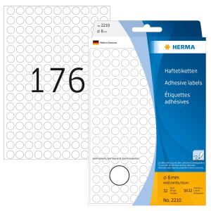 HERMA Vielzwecketiketten/Farbpunkte Ø 8 mm rund weiß Papier matt Handbeschriftung 5632 St.