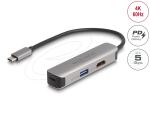 DeLOCK USB Type-C Adapter zu HDMI 4K 60 Hz mit USB Typ-A und USB Type-C Daten + PD 92 W