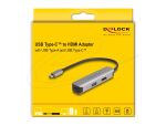 DeLOCK USB Type-C Adapter zu HDMI 4K 60 Hz mit USB Typ-A und USB Type-C Daten + PD 92 W
