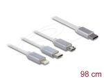 DeLOCK USB Type-C 3 in 1 Aufrollladekabel für Lightning / Micro USB / USB Type-C weiß