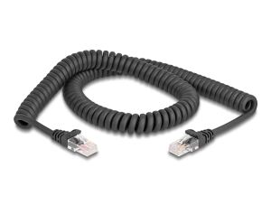 DeLOCK RJ45 Spiralkabel Stecker zu Stecker Cat.5e 2 m schwarz