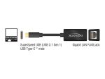 DeLOCK Adapter SuperSpeed USB (USB 3.2 Gen 1) mit USB Type-C™ Stecker > Gigabit LAN 10/100/1000 Mbps kompakt schwarz