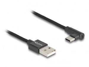 DeLOCK USB 2.0 Kabel Typ-A Stecker zu USB Type-C Stecker gewinkelt 0,5 m schwarz