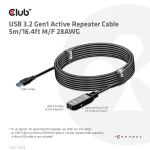 CLUB3D CAC-1404 USB Kabel USB 3.2 Gen 1 (3.1 Gen 1) 5 m USB A 5 Gbit/s Schwarz
