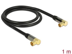 DELOCK Antennenkabel IEC 90° -> IEC 90° St/Bu 1.00m schwarz