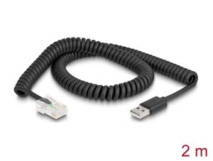 DELOCK RJ50 zu USB 2.0 Typ-A Barcode Scanner Spiralkabel 2 m