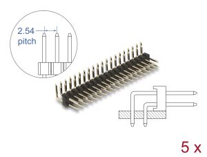 DELOCK Stiftleiste 20 Pin, Rastermaß 2,54 mm, 2-reihig 5 St.