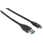 Manhattan SuperSpeed+ USB-C Anschlusskabel, USB 3.1, Gen 2, Typ A Stecker - Typ C Stecker, 10 Gbps, 1 m, Schwarz