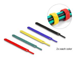 DELOCK Klett-Kabelbinder L 150 x B 12mm farbig Set 10 Stk.
