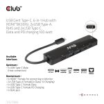CLUB3D USB Gen1 Type-C, 6-in-1 Hub with HDMI 8K30Hz, 2xUSB Type-A, RJ45 and 2xUSB Type-C, Data and PD charging 100 watt