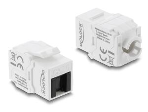 DeLOCK Keystone Modul RJ45 Buchse zu LSA Cat.6 UTP werkzeugfrei mit Staubschutzklappe weiß / schwarz