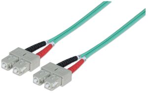 Intellinet Glasfaser LWL-Anschlusskabel, Duplex, Multimode, SC/SC, 50/125 µm, OM3, 1 m, Aqua
