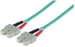 Intellinet Glasfaser LWL-Anschlusskabel, Duplex, Multimode, SC/SC, 50/125 µm, OM3, 1 m, Aqua