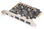 Digitus PCIe Karte 2x USB-C + 3x USB A