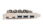 Digitus PCIe Karte 2x USB-C + 3x USB A