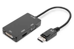 Digitus DisplayPort 3in1 Adapter / Konverter - DP - HDMI+DVI+VGA