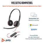HP Poly Blackwire 3220 USB-C Stereo-Headset + USB-C/A-Adapter