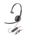 HP Poly Blackwire 3220 USB-C Stereo-Headset + USB-C/A-Adapter