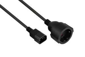 Kabelmeister SK1402-S005 Stromkabel Schwarz 0,5 m IEC C14 Netzstecker Typ F