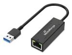 MediaRange USB-A Netzwerkadaper mit RJ45 Port, 10/100/1000 Mbps, 20cm, Schwarz
