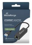 MediaRange USB-A Netzwerkadaper mit RJ45 Port, 10/100/1000 Mbps, 20cm, Schwarz