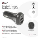 CLUB3D CAC-1921 Ladegerät für Mobilgeräte Laptop Schwarz Zigarettenanzünder Auto