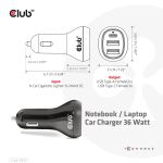 CLUB3D CAC-1921 Ladegerät für Mobilgeräte Laptop Schwarz Zigarettenanzünder Auto