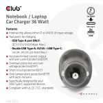 CLUB3D CAC-1921 Ladegerät für Mobilgeräte Laptop Schwarz Zigarettenanzünder Auto