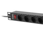 Lanberg PDU-09F-0300-BK Stromverteilereinheit (PDU) 9 AC-Ausgänge 1U Schwarz, Grau