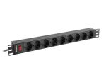 Lanberg PDU-09F-0300-BK Stromverteilereinheit (PDU) 9 AC-Ausgänge 1U Schwarz, Grau