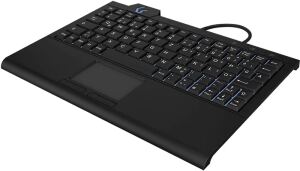 KeySonic KSK-3210ELU (DE), Super-Mini Tastatur, Hintergrundbeleuchtung, Touchpad, schwarz