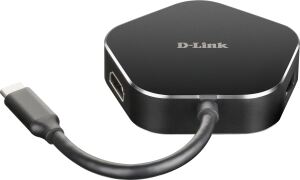 D-Link DUB-M420 laptop-dockingstation & portreplikator Kabelgebunden Thunderbolt 3 Aluminium, Schwarz