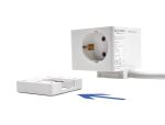 DeLOCK Steckdosenwürfel mit Verlängerungskabel 3-fach mit Kindersicherung und USB Ladegerät, 1,5 m Kabel, weiß
