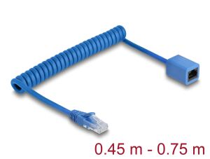DELOCK RJ45Spiralkabel Stecker zu Buchse Cat.6UTP 0,45-0,75m