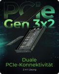 ICY BOX IB-2817M-C32, 2-fach M.2 PCIe NVMe Gehäuse, Host USB 3.2 Gen2x2 Type-C® 20 Gbit/s, für 22x30/42/60/80 mm M.2 SSD, Aluminium