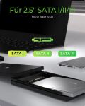 ICY BOX IB-200T-C3, ext. 2.5" SATA Gehäuse, USB 3.2 Gen 1 bis zu 5 Gbit/s, Werkzeuglos, Kunststoff, schwarz