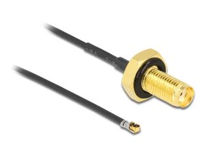 DeLOCK Antennenkabel SMA Buchse zum Einbau zu I-PEX Inc., MHF® 4L LK Stecker 1.37 35 cm Gewindelänge 10 mm spritzwassergeschützt