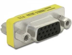 DeLOCK Adapter Gender Changer VGA female-female Sub-D 15 Gelb
