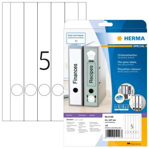 HERMA Ordneretiketten A4 34x297 mm weiß Papier matt blickdicht 125 St.
