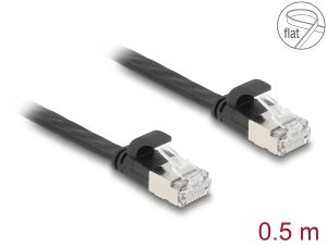 DELOCK Patchkabel gewinkelt RJ45 S/STP Cat6A 0.5m schwarz