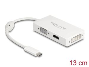 DELOCK Adapter USB-C > VGA/HDMI/DVI St/Bu weiß