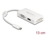 DELOCK Adapter USB-C > VGA/HDMI/DVI St/Bu weiß