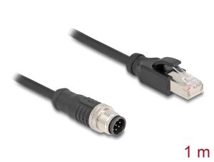 DELOCK M12 Kabel A-kodiert 8 Pin St. zu RJ45 St. PVC 1 m
