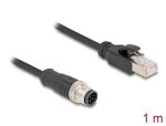 DELOCK M12 Kabel A-kodiert 8 Pin St. zu RJ45 St. PVC 1 m