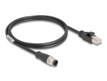 DELOCK M12 Kabel A-kodiert 8 Pin St. zu RJ45 St. PVC 1 m