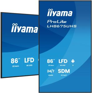 iiyama LH8675UHS-B2AG Signage-Display Digital Signage Flachbildschirm 2,17 m (85.6") LCD WLAN 500 cd/m² 4K Ultra HD Schwarz Eingebauter Prozessor Android 11 24/7